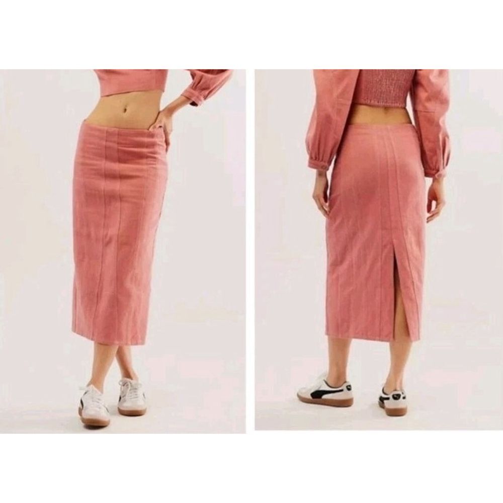 NWOT Free People Marley Denim Skirt Size 0 Women's Casual Low Rise Boho Midi